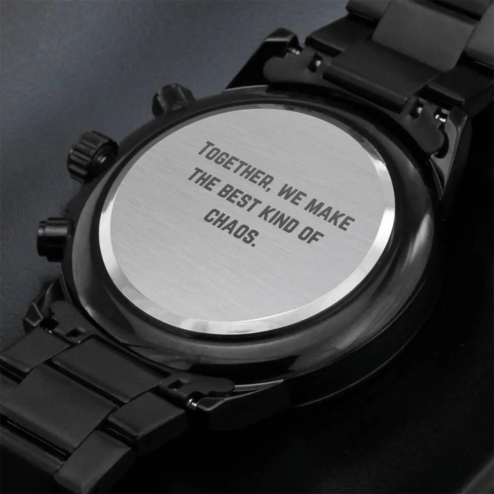 Jewelry Best Kind of Chaos Engraved Black Chronograph Watch for Men | Engraved Watch Men, Engraved Mens Watch, Personalized Watch ShineOn Fulfillment