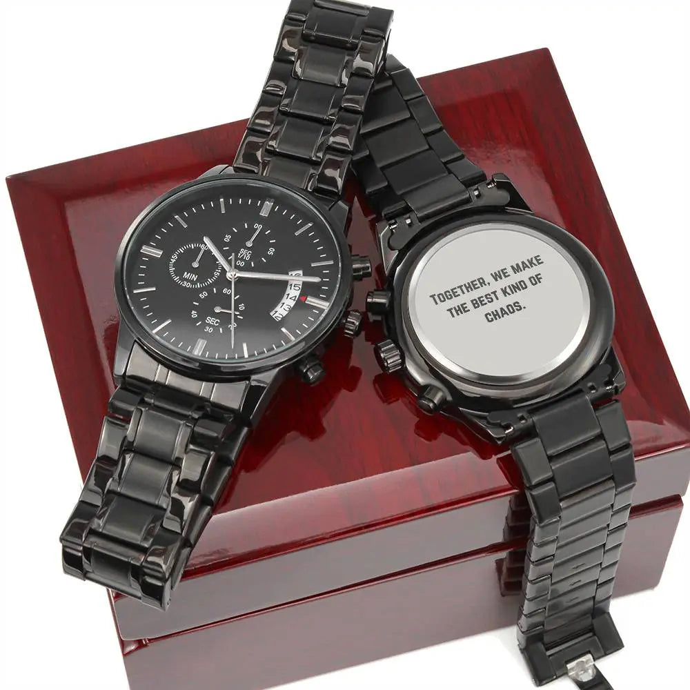 Jewelry Best Kind of Chaos Engraved Black Chronograph Watch for Men | Engraved Watch Men, Engraved Mens Watch, Personalized Watch ShineOn Fulfillment