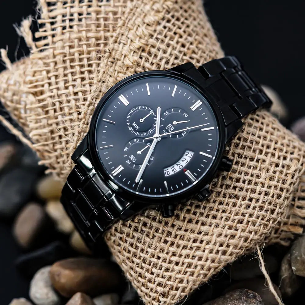 Jewelry Greatest Adventure Engraved Black Chronograph Watch for Men | Engraved Watch Men, Engraved Mens Watch, Personalized Watch ShineOn Fulfillment
