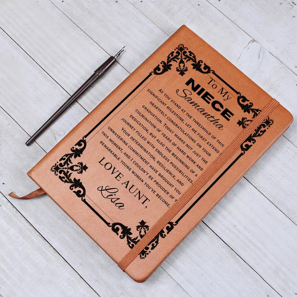 Jewelry Niece Graduation Gift Personalized Leather Journal From An Aunt Or Uncle, Custom College Graduation Gift, Niece Graduation ShineOn Fulfillment
