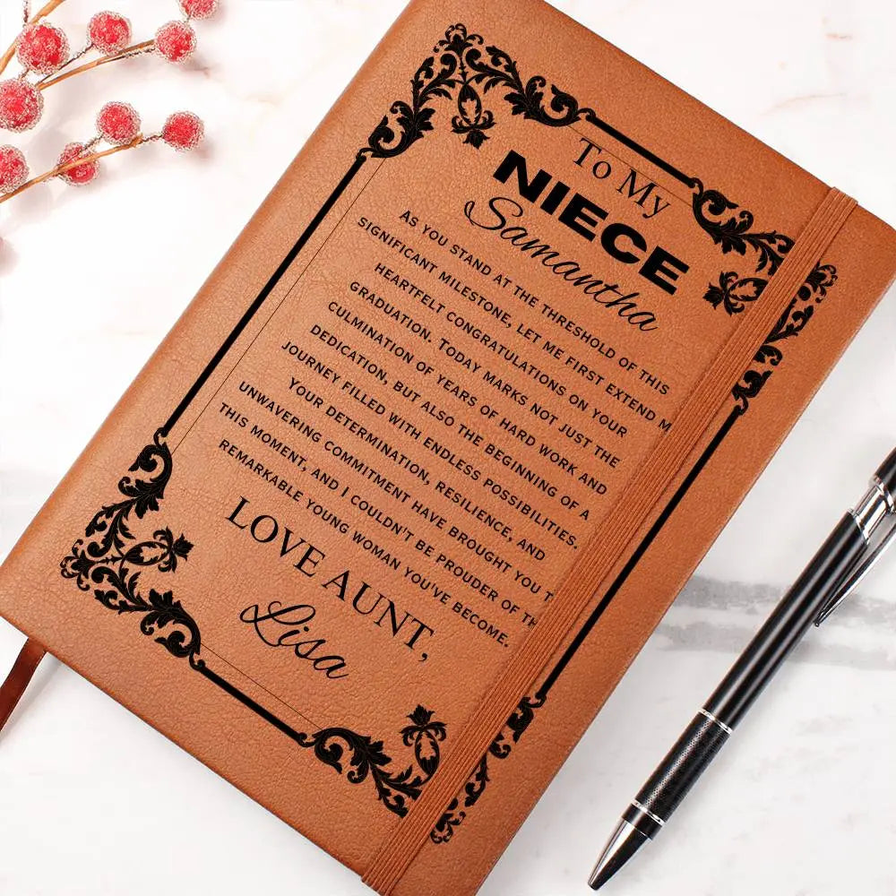 Jewelry Niece Graduation Gift Personalized Leather Journal From An Aunt Or Uncle, Custom College Graduation Gift, Niece Graduation ShineOn Fulfillment