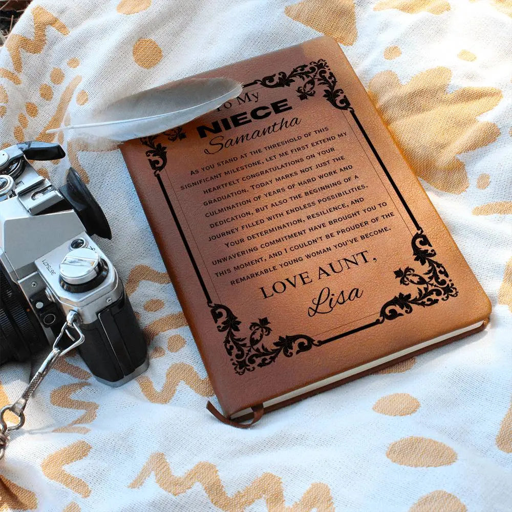 Jewelry Niece Graduation Gift Personalized Leather Journal From An Aunt Or Uncle, Custom College Graduation Gift, Niece Graduation ShineOn Fulfillment
