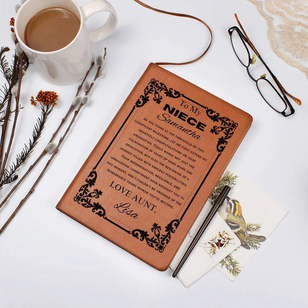 Jewelry Niece Graduation Gift Personalized Leather Journal From An Aunt Or Uncle, Custom College Graduation Gift, Niece Graduation ShineOn Fulfillment