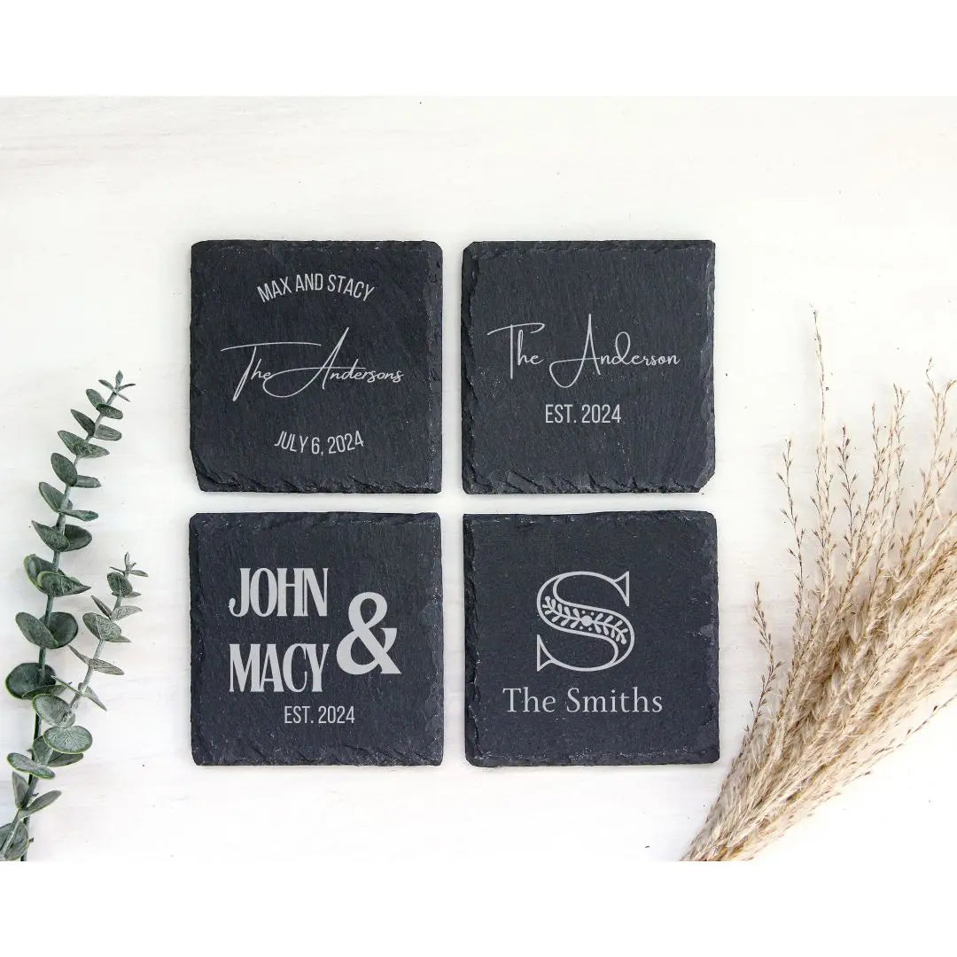 Coaster Personalized Family Name Coasters - Custom Coaster Set - Family Name Decor - Housewarming Gift beardedcustomsco