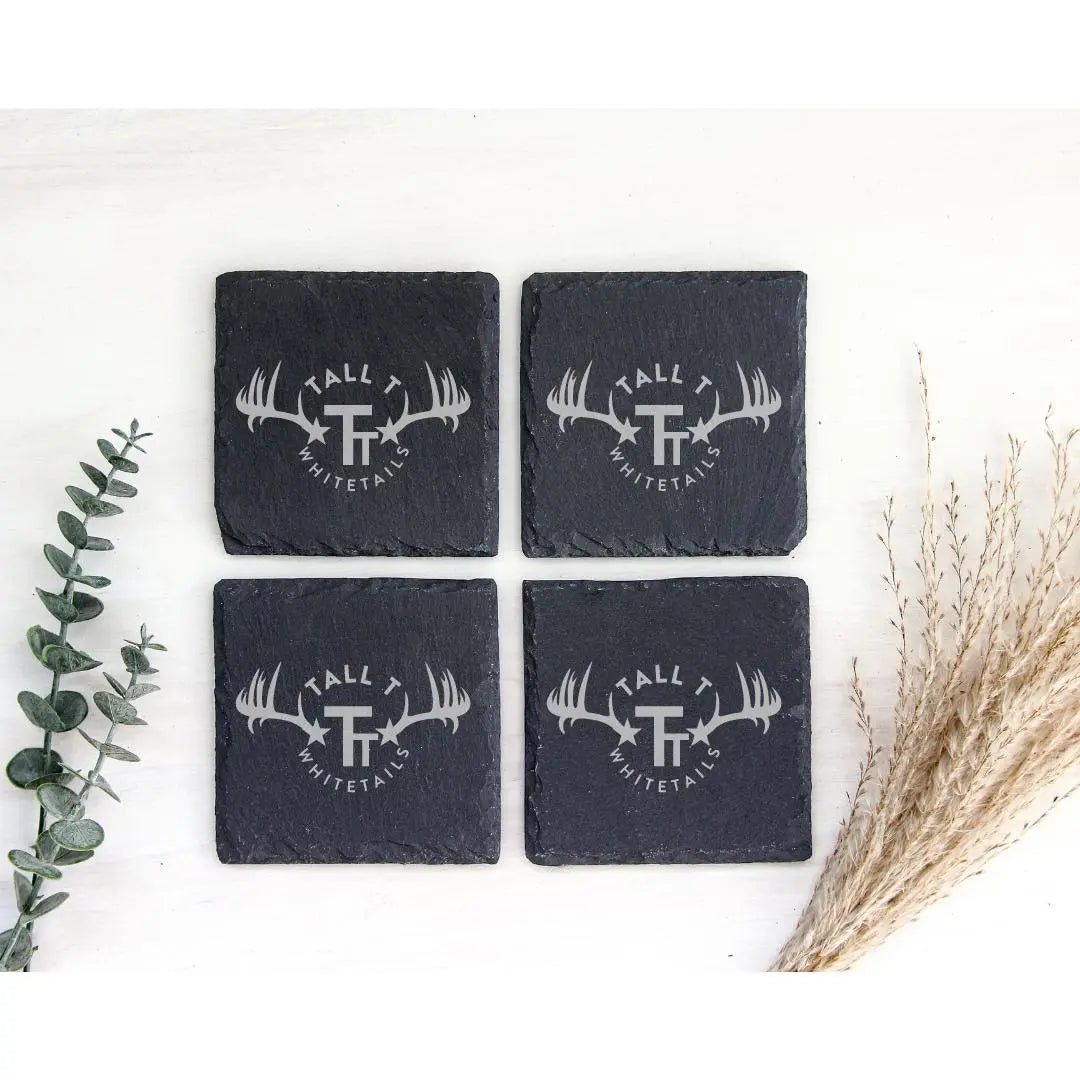 Coaster Ranch Logo Slate Square Coaster Set of 4 beardedcustomsco