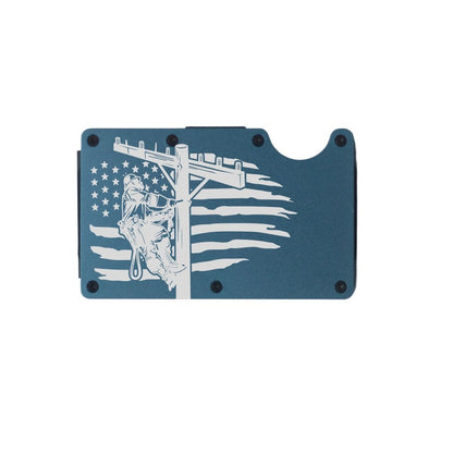 Wallets Lineman American Flag Aluminum Wallet - RFID Blocking Wallet beardedcustomsco