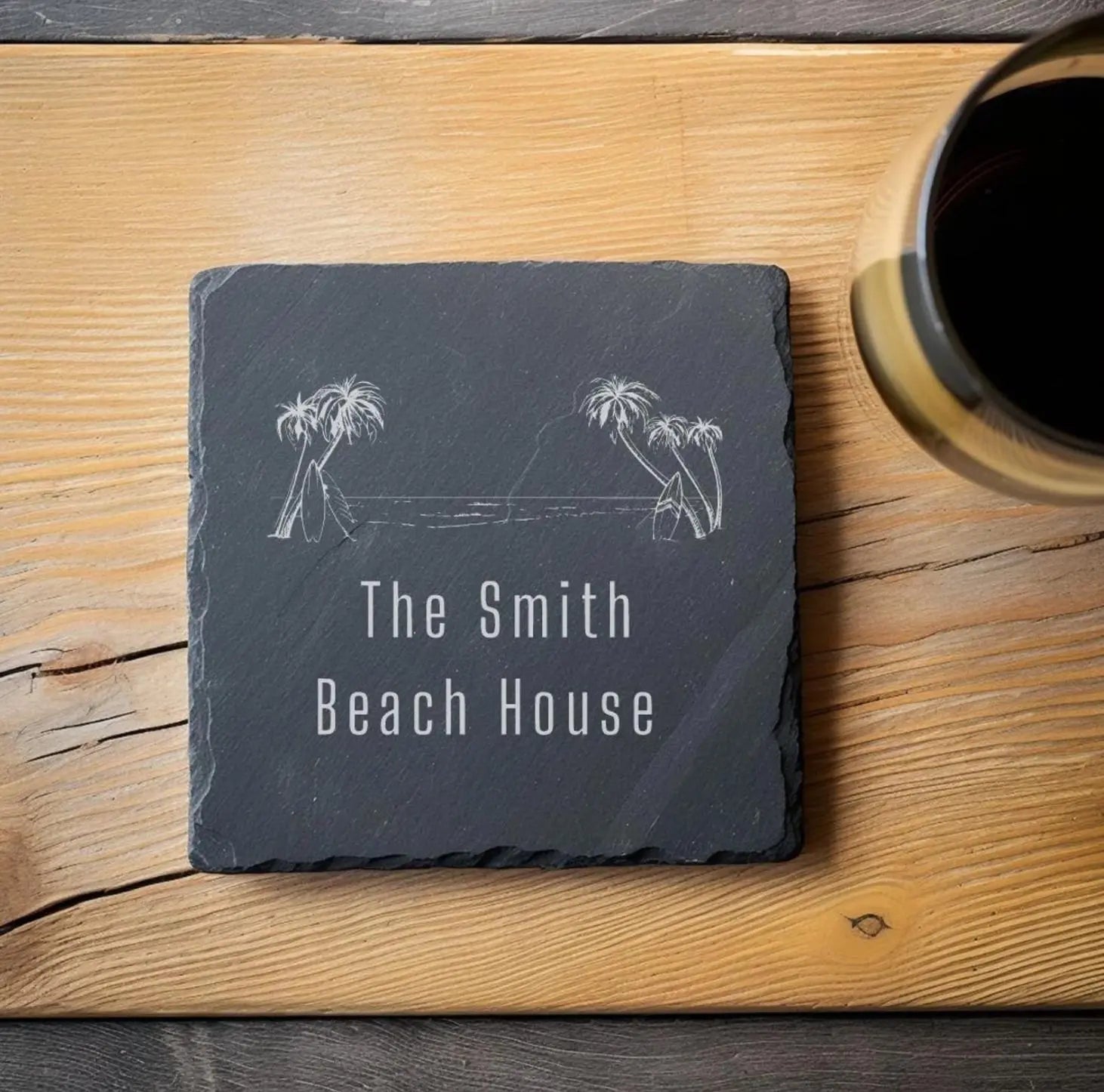 Coaster Beach House Coaster, Custom Beach Gift, Beach Coaster, Beach House Gift, Beach Home Owner, Beach House, Beach House Decor, Set Of 4 Coaster beardedcustomsco