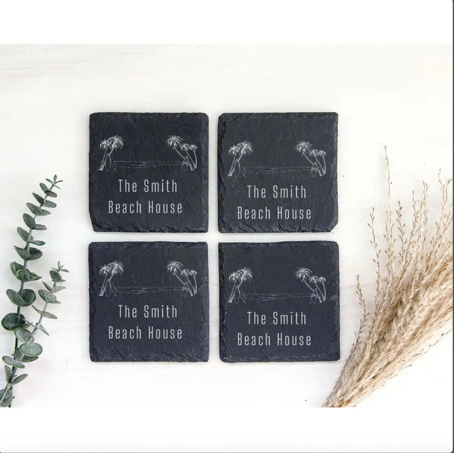 Coaster Beach House Coaster, Custom Beach Gift, Beach Coaster, Beach House Gift, Beach Home Owner, Beach House, Beach House Decor, Set Of 4 Coaster beardedcustomsco