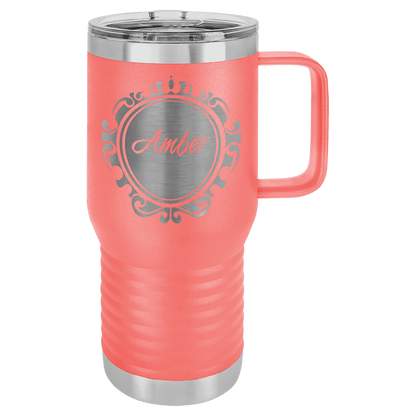 Customized Business Logo Engraved Powder Coated 20oz Travel Mug