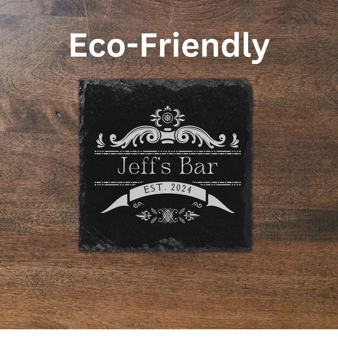 Coaster Custom Bar Name Slate Engraved Coasters beardedcustomsco