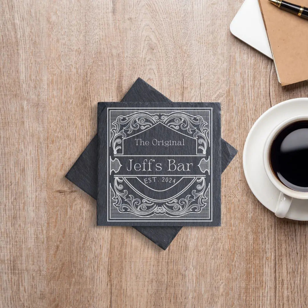 Coaster Custom Bar Name Slate Engraved Coasters beardedcustomsco