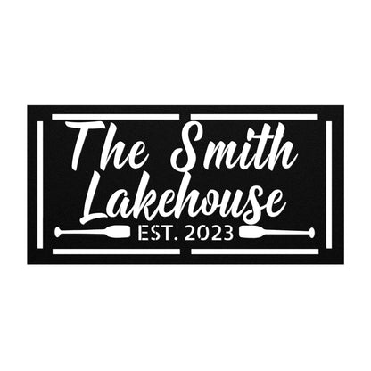 Wall Art Custom Lake House sign Personalized lake house sign-lake house sign-boat oars decor-metal signs-laser cut sign-personalized sign-lake house decor-boating sign teelaunch