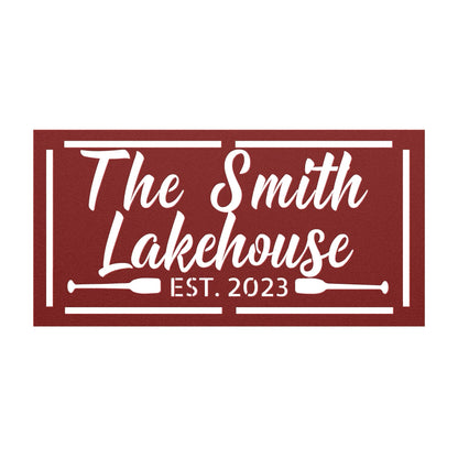 Wall Art Custom Lake House sign Personalized lake house sign-lake house sign-boat oars decor-metal signs-laser cut sign-personalized sign-lake house decor-boating sign teelaunch