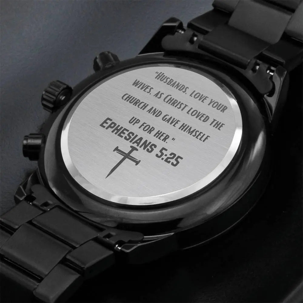 Jewelry Gift for Groom Engraved Watch for Wedding Gift Bride to Groom Gift on Wedding Day Christian Watch Ephesians 5:25 Gift ShineOn Fulfillment