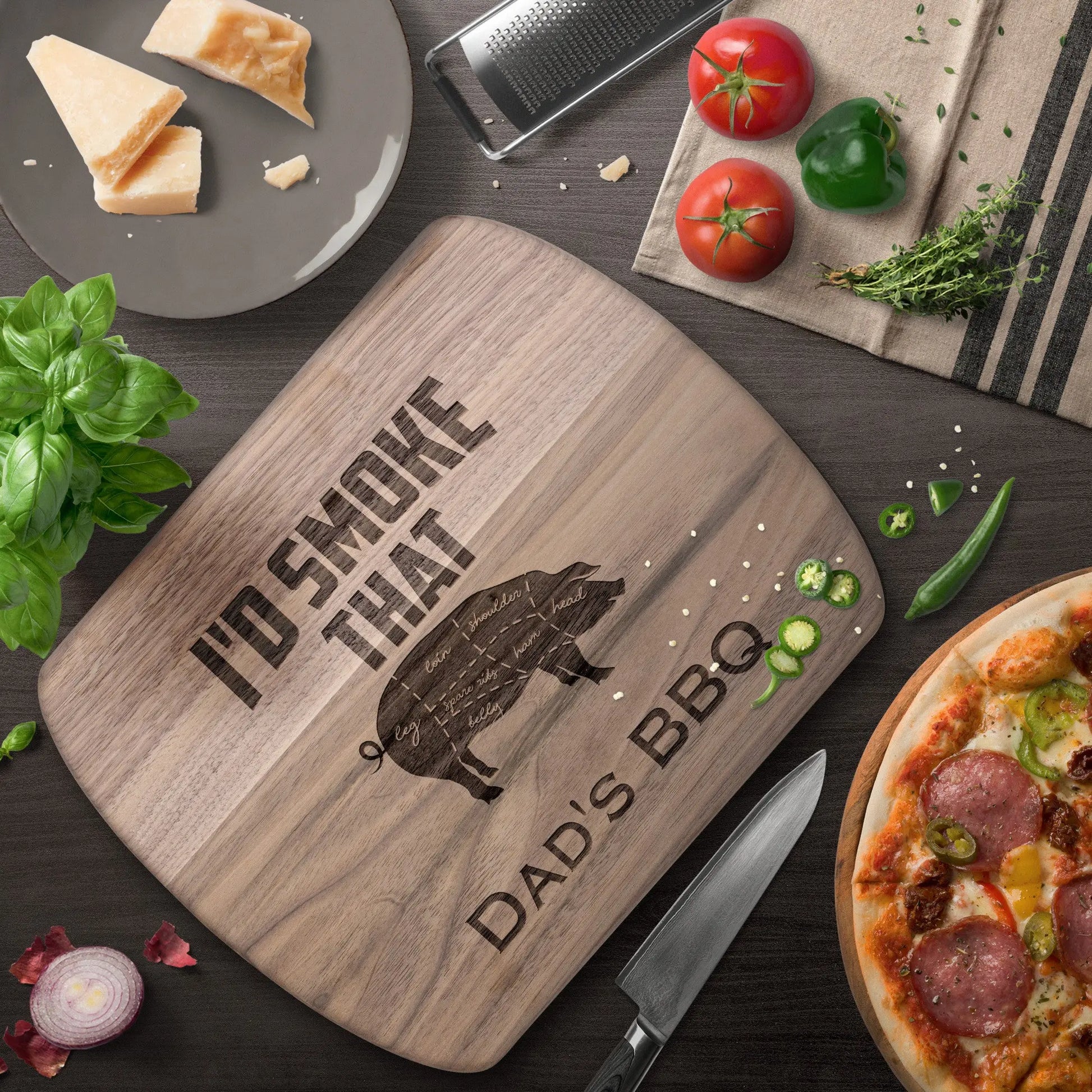 I'd Smoke That Cutting Board, Grill Master, Fathers day Grilling, Gifts for Him, Fathers day gift, Grilling Gift - beardedcustomsco