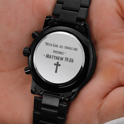 Jewelry Inspirational Watch - "With God, All Things Are Possible" - Matthew 19:26 - Christian Faith Timepiece ShineOn Fulfillment