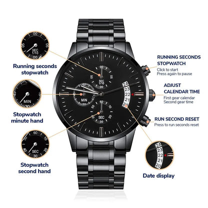 Jewelry Life With You Is An Adventure Engraved Black Chronograph Watch for Men | Engraved Watch Men, Engraved Mens Watch, Personalized Watch ShineOn Fulfillment