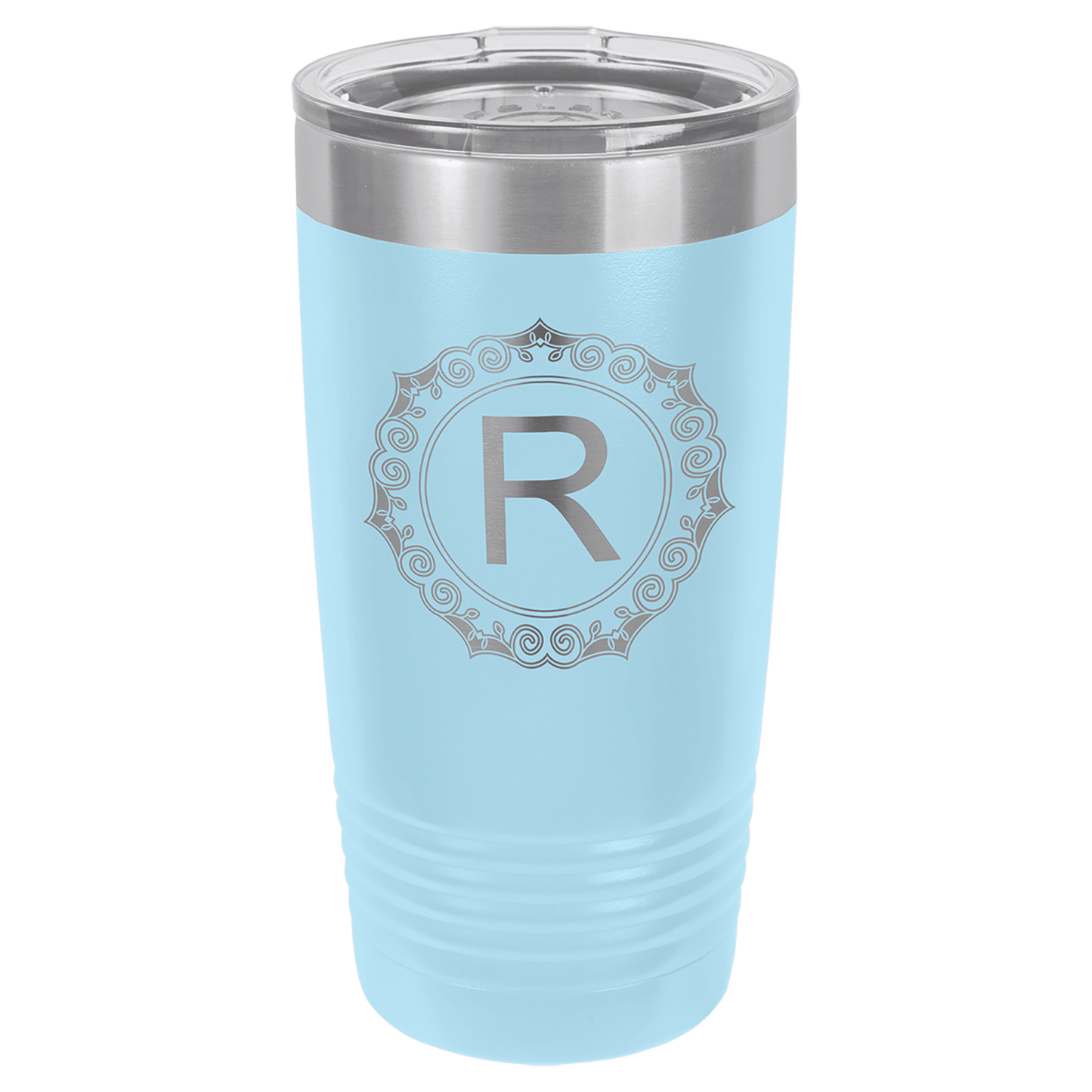 Light Blue Business Logo Laser Engraved Polar Camel Tumbler – 20 oz Stainless Steel Insulated Cup with Spill-Resistant Lid, Custom Branding for Employee Appreciation and Marketing