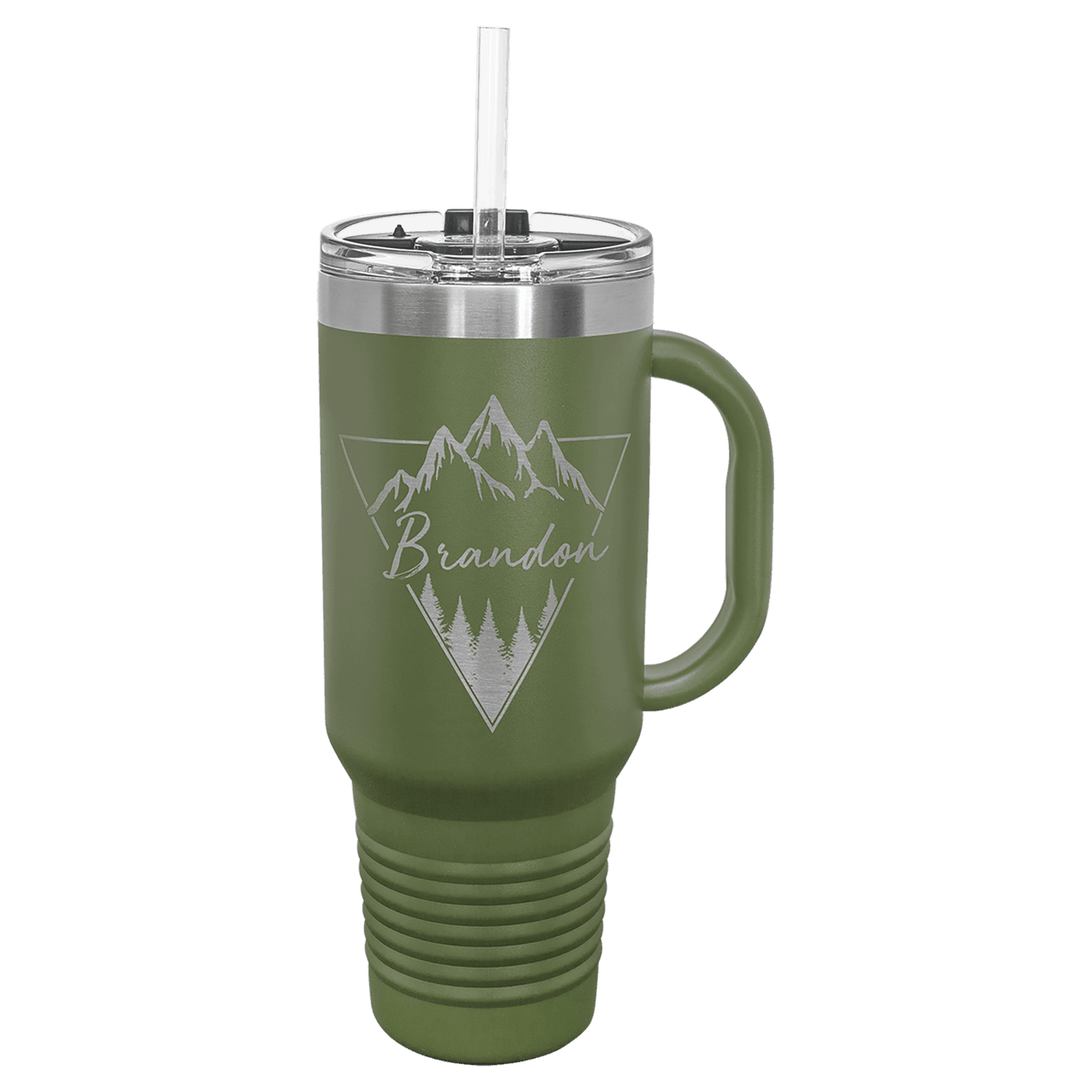 Customized Business Logo Engraved Powder Coated 40 Oz Travel Tumbler