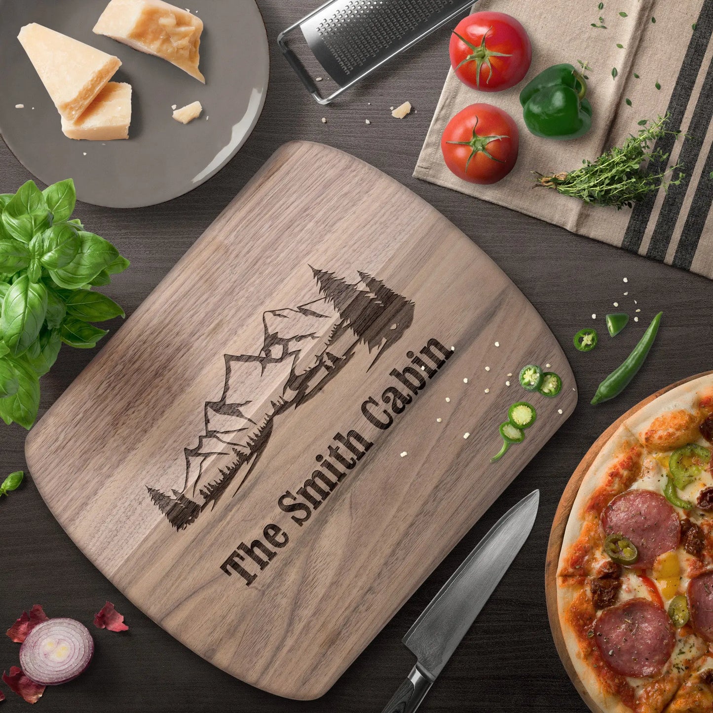 Personalized Cabin Cutting Board - beardedcustomsco