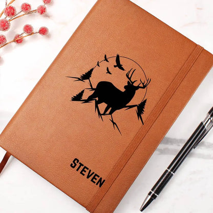 Jewelry Personalized Engraved Deer Hunter's Leather Journal Hunters Gift Deer Hunting Notebook ShineOn Fulfillment