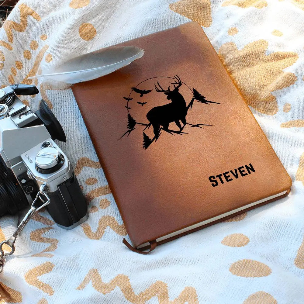 Jewelry Personalized Engraved Deer Hunter's Leather Journal Hunters Gift Deer Hunting Notebook ShineOn Fulfillment