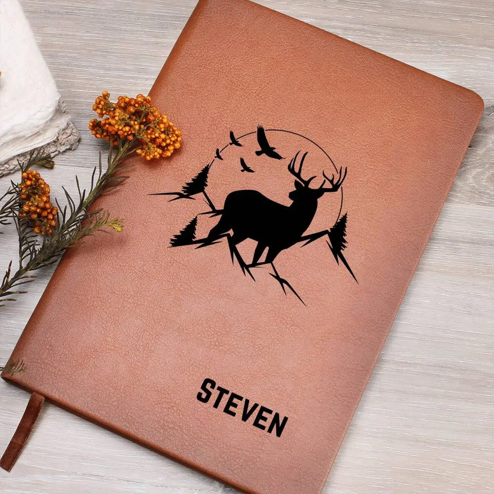 Jewelry Personalized Engraved Deer Hunter's Leather Journal Hunters Gift Deer Hunting Notebook ShineOn Fulfillment