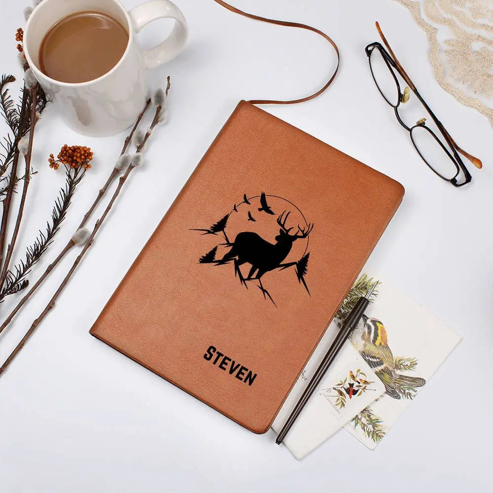 Jewelry Personalized Engraved Deer Hunter's Leather Journal Hunters Gift Deer Hunting Notebook ShineOn Fulfillment