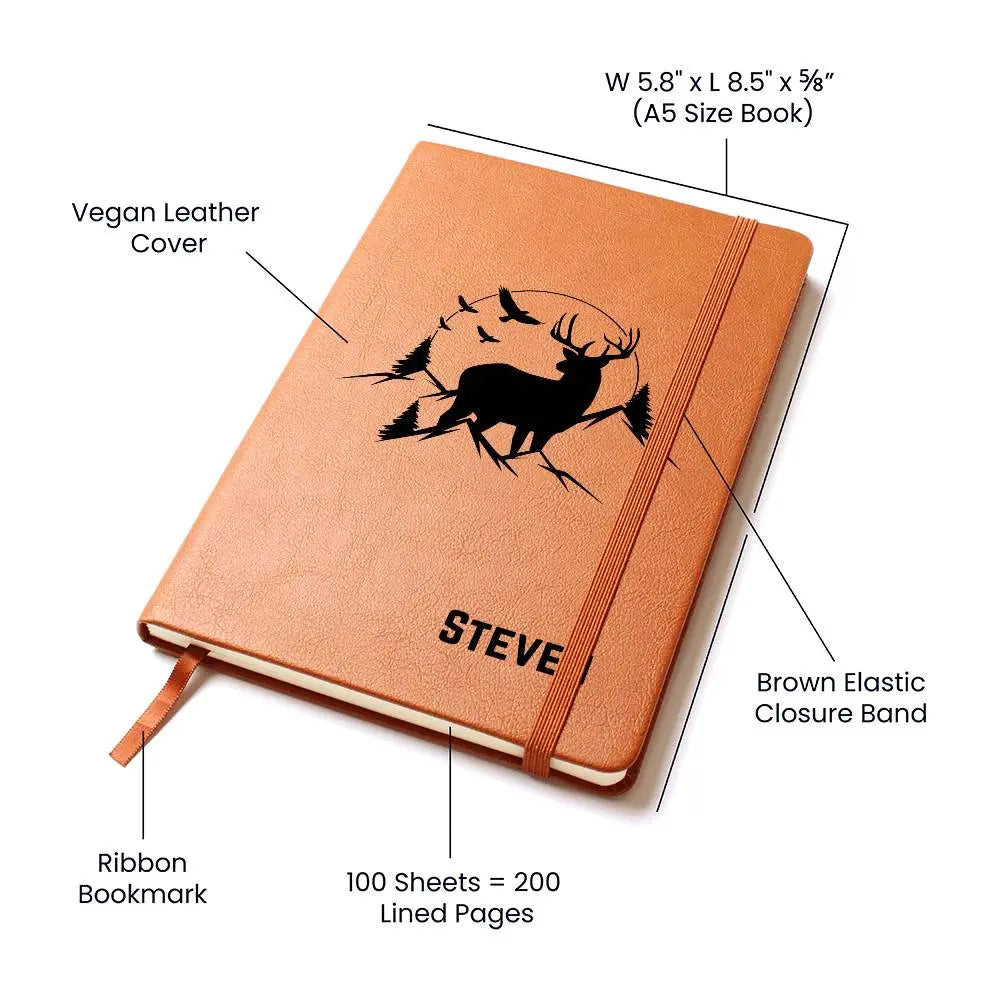 Jewelry Personalized Engraved Deer Hunter's Leather Journal Hunters Gift Deer Hunting Notebook ShineOn Fulfillment