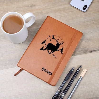 Jewelry Personalized Engraved Deer Hunter's Leather Journal Hunters Gift Deer Hunting Notebook ShineOn Fulfillment