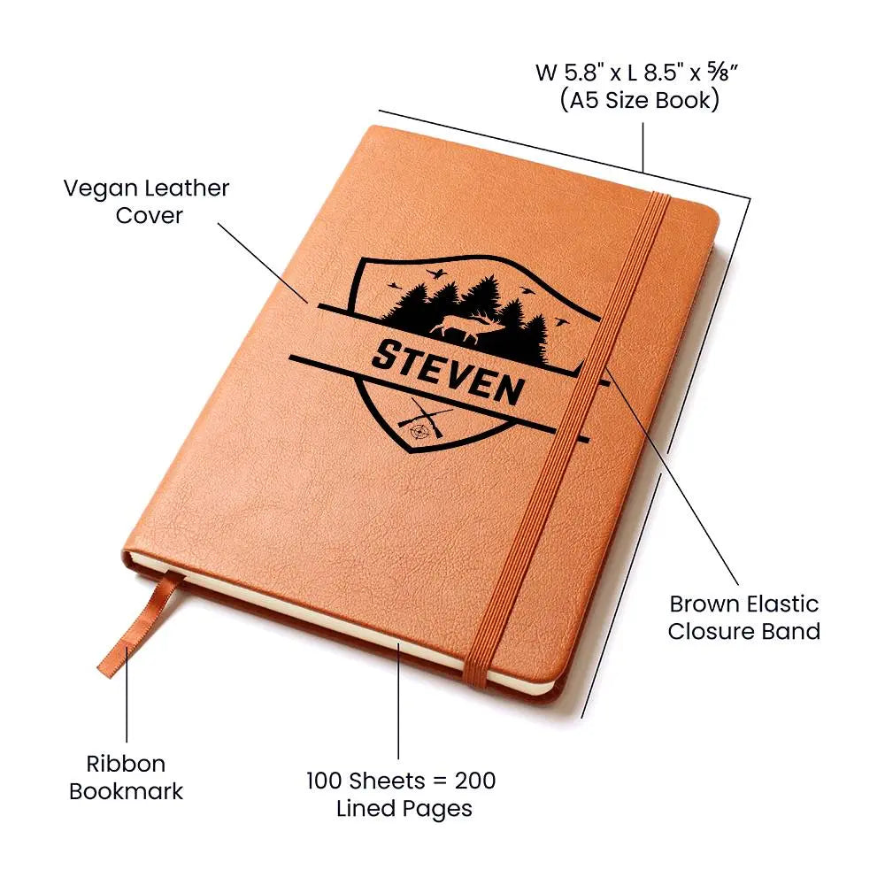 Jewelry Personalized Engraved Deer Hunter's Leather Journal Hunters Gift Deer Hunting Notebook ShineOn Fulfillment