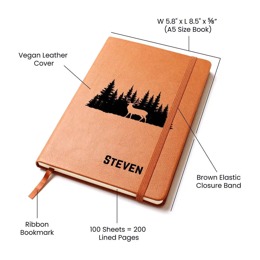 Jewelry Personalized Engraved Elk Hunter's Leather Journal Hunters Gift Elk Hunting Notebook ShineOn Fulfillment