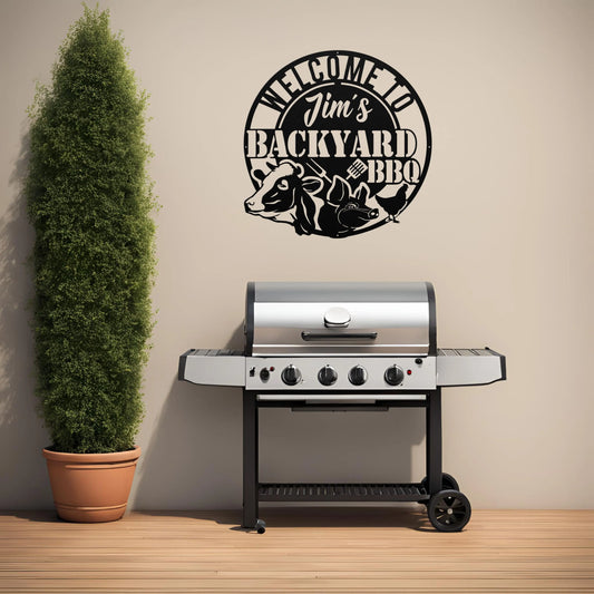 Wall Art Personalized Metal Barbecue Wall Sign, Custom Grill Sign, Barbecue Sign for Outdoor, Large BBQ Sign, Custom Gift, Barbecue Wall Art Decor teelaunch