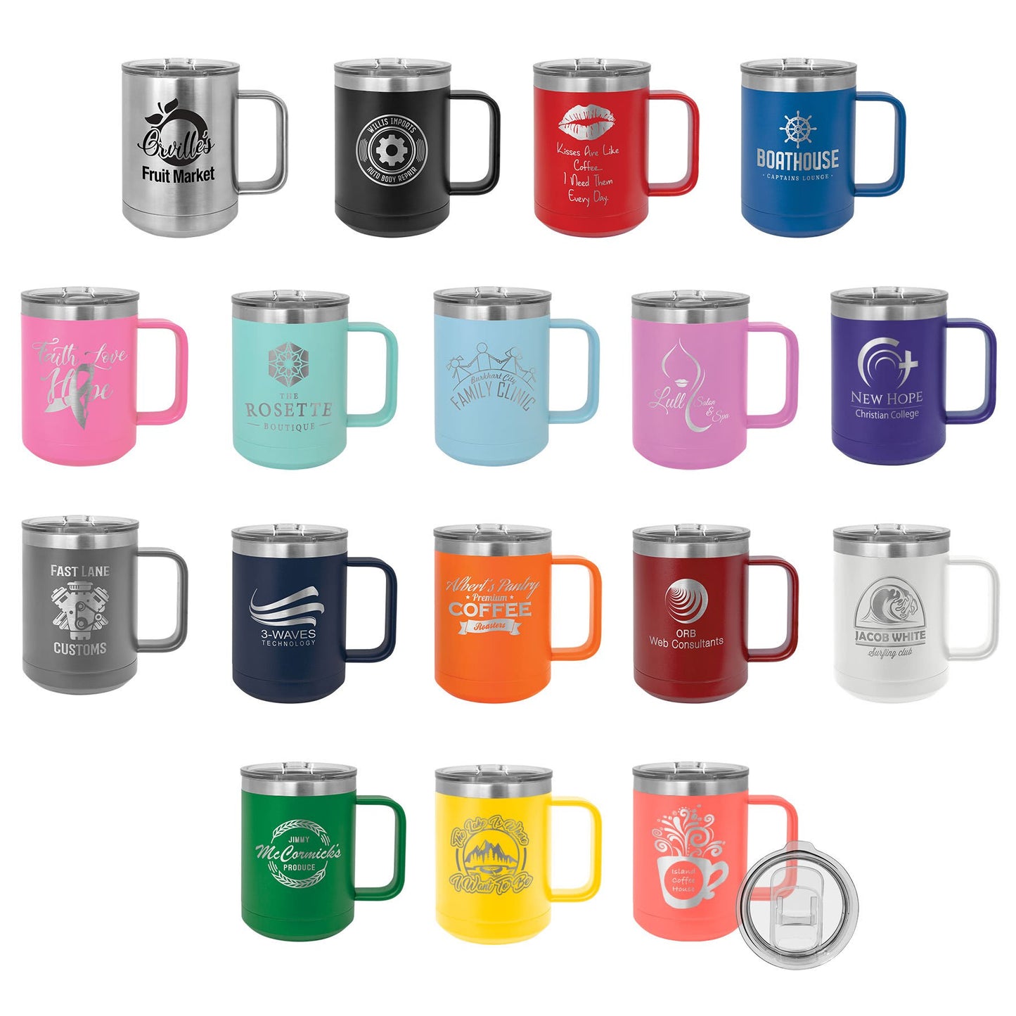 Customized Business Logo Engraved Powder Coated Coffee Mug