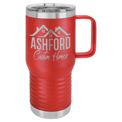 Customized Business Logo Engraved Powder Coated 20oz Travel Mug