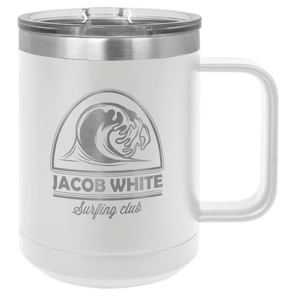 Customized Business Logo Engraved Powder Coated Coffee Mug