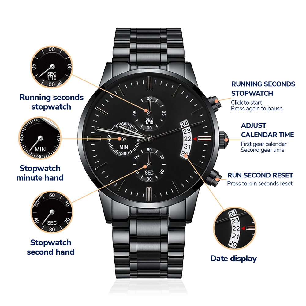 Jewelry Greatest Adventure Engraved Black Chronograph Watch for Men | Engraved Watch Men, Engraved Mens Watch, Personalized Watch ShineOn Fulfillment