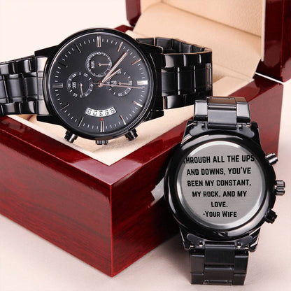 Jewelry Through all the ups and downs Engraved Black Chronograph Watch for Men | Engraved Watch Men, Engraved Mens Watch, Personalized Watch ShineOn Fulfillment