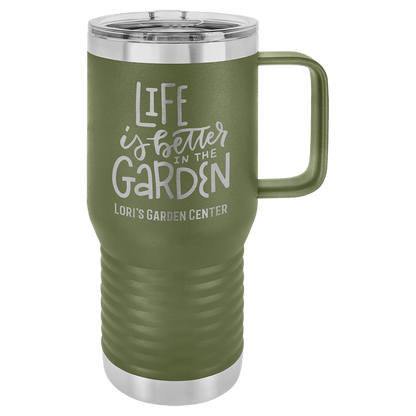 Customized Business Logo Engraved Powder Coated 20oz Travel Mug