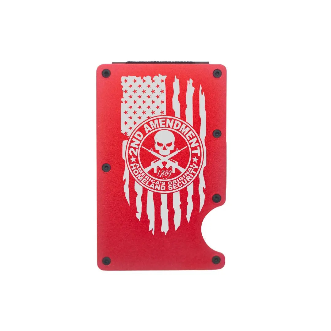 Wallets 2nd Amendment American Flag Aluminum Wallet - RFID Blocking beardedcustomsco