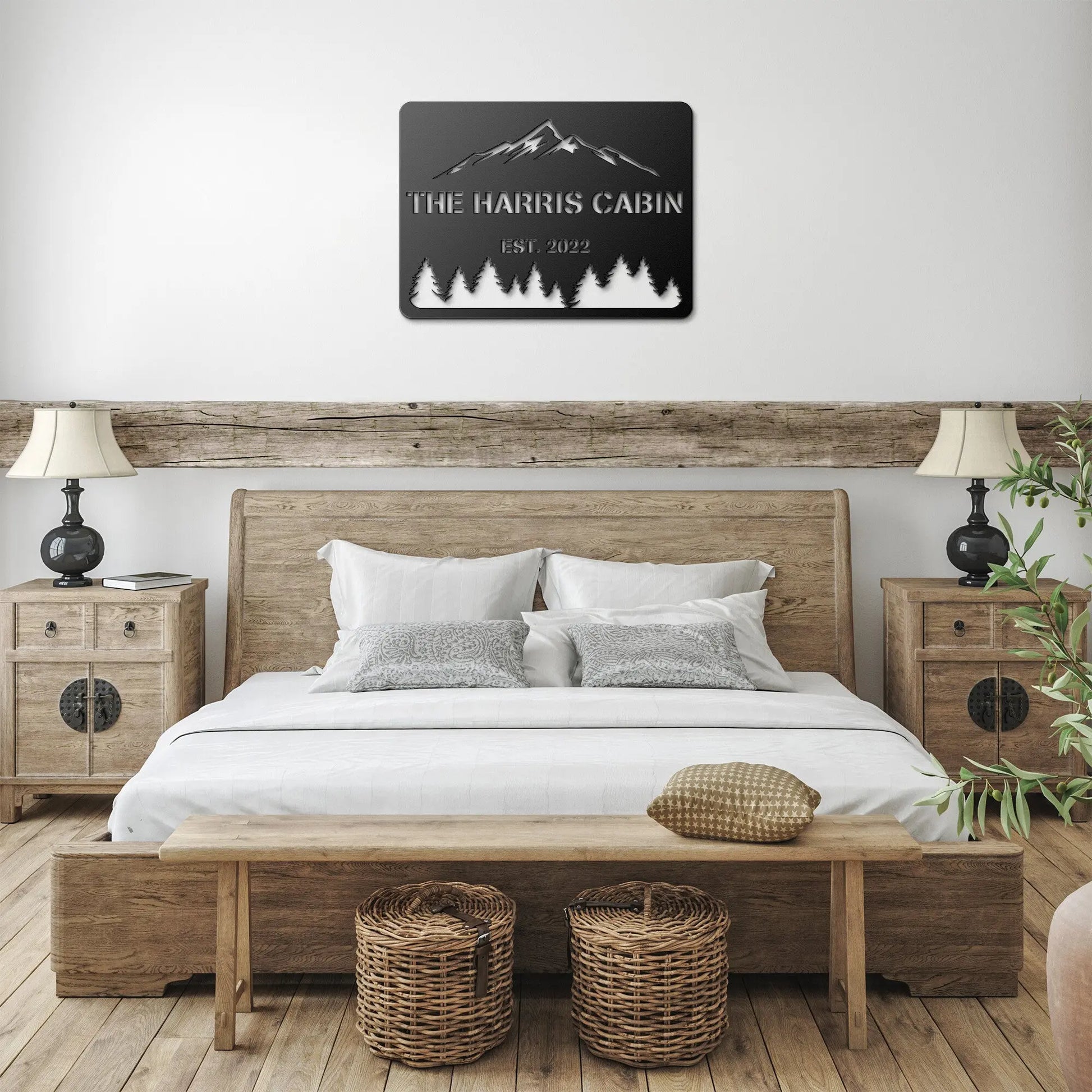 Wall Art Personalizable Family Cabin Metal Sign teelaunch