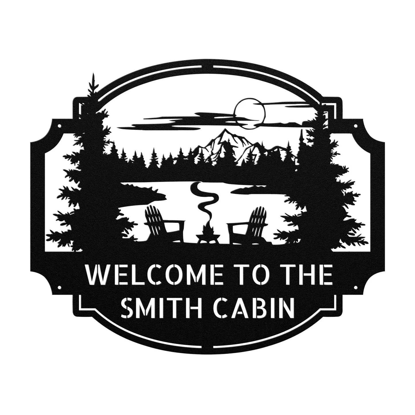 Wall Art Personalized Cabin Metal Sign, Cabin Sign, Lodge Decor, Cabin Decor, Cabin Lake House Cottage Welcome Sign, Custom Camp Sign, Outdoor Sign teelaunch