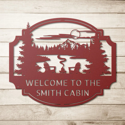 Wall Art Personalized Cabin Metal Sign, Cabin Sign, Lodge Decor, Cabin Decor, Cabin Lake House Cottage Welcome Sign, Custom Camp Sign, Outdoor Sign teelaunch