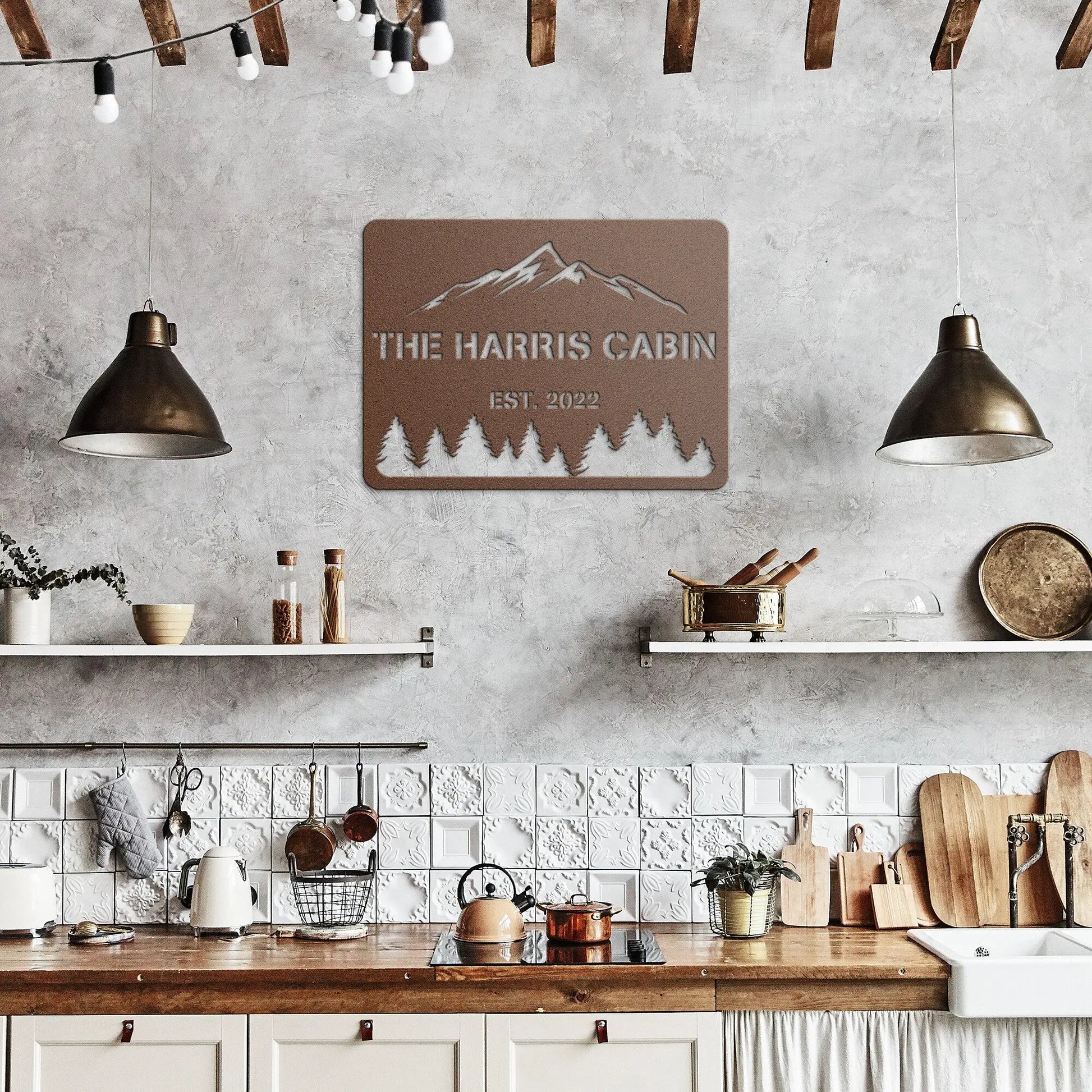 Wall Art Personalized Metal Cabin Sign - Mountain Wedding Established Date Wall Art - Personalized Gift - Wall Art - Home Decor - Home Gifts - Gifts teelaunch