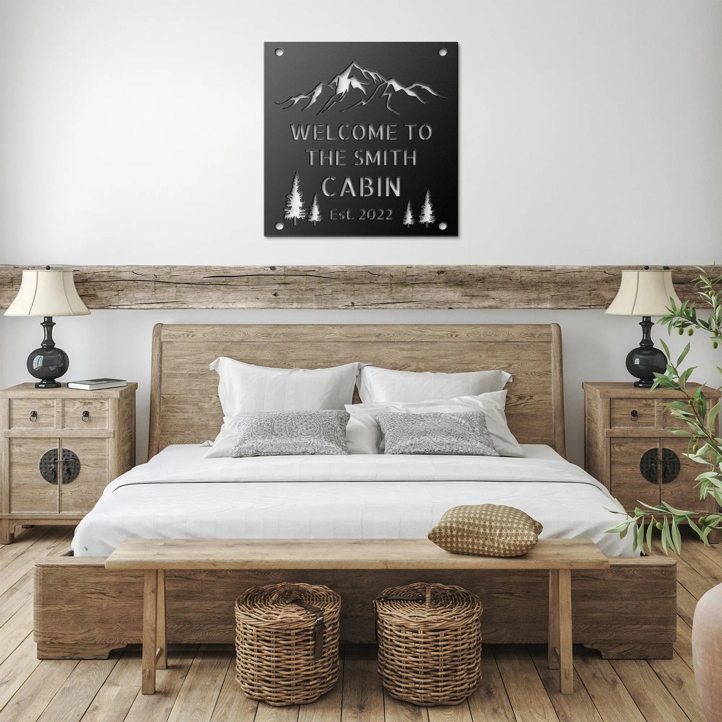 Wall Art Personalized Metal Cabin Sign - Mountain Wedding Established Date Wall Art - Personalized Gift - Wall Art - Home Decor - Home Gifts - Gifts teelaunch
